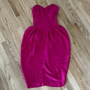 vtg 80s Union Made dress retro hot Pink Strapless‎ sweetheart Tulip Prom 11 Med